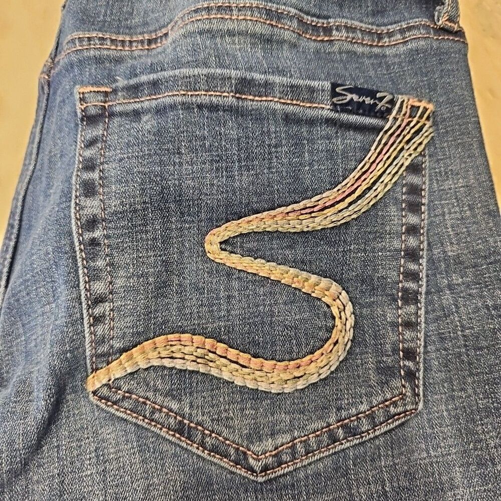 Seven7 Women's 8 Jeans Stretch Skinny Ankle Pink Stitching Seven 7 - Picture 2 of 12